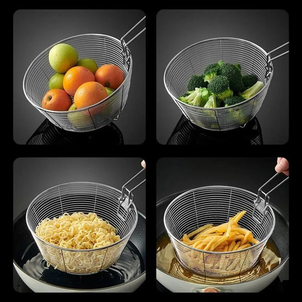 304 Stainless Steel Deep Fry Basket with Folding Handle