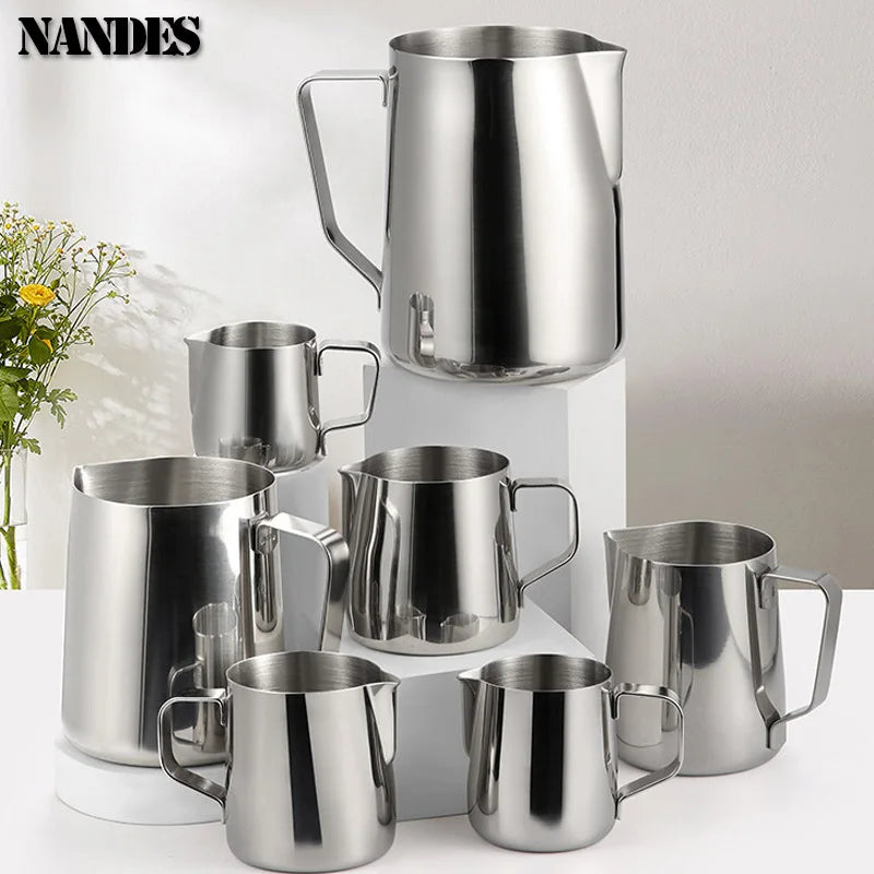 Stainless Steel Milk Frothing Jug, 100ml to 600ml