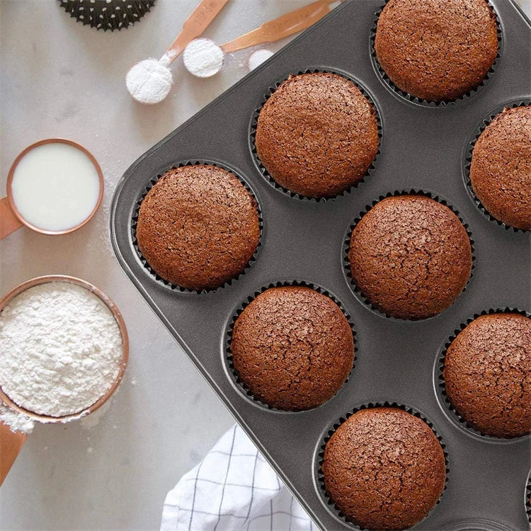 Nonstick 12 Cup Carbon Steel Muffin Tray, Cupcake Baking Pan