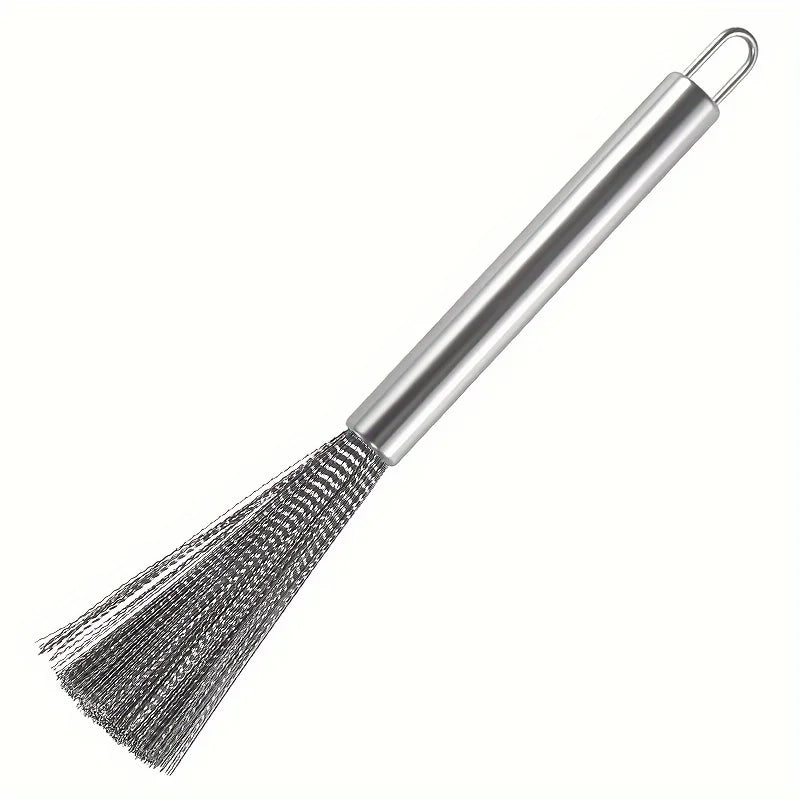Stainless Steel Pan Brush with A Long Handle Dishwashing Brush Pot Cleaner Strong Decontamination Hangable Kitchen Clean Tools