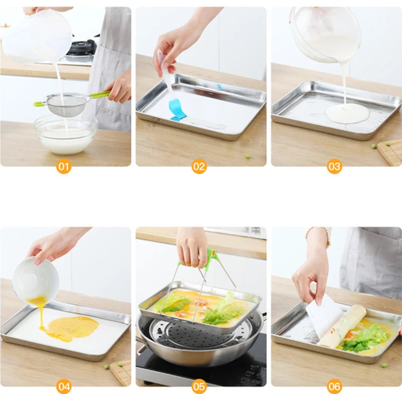 Stainless Steel Rectangle Food Storage Trays Sausage Noodles Fruit Dish Pastry Baking Plates for Restaurant Hotel Kitchen