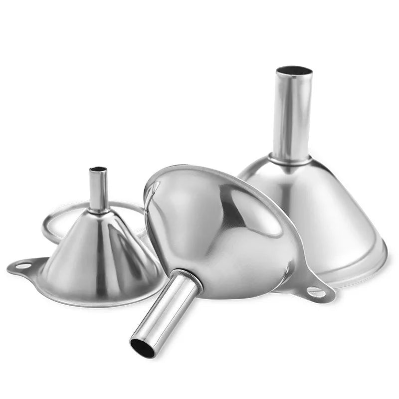 Stainless Steel Kitchen Funnel Set with Cleaning Brush