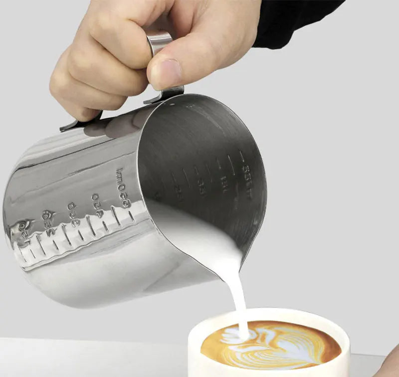 Stainless Steel Milk Frothing Jug, 100ml to 600ml