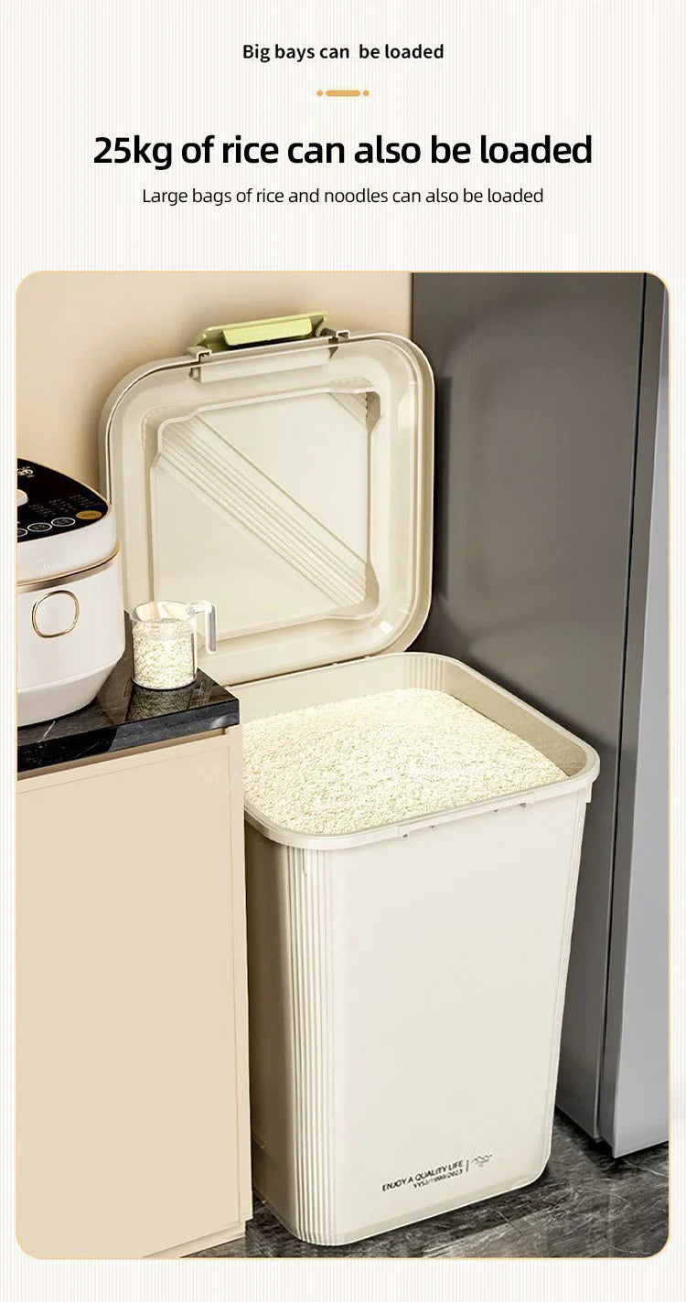 Airtight Rice Storage Container with Measuring Cup, 5kg or 10kg