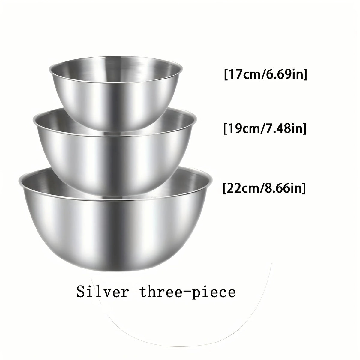 Stainless Steel Mixing Bowl Set of 3, Silver or Gold