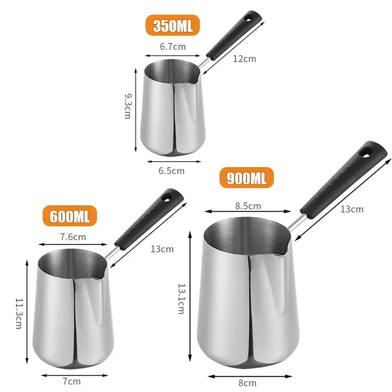Stainless Steel Turkish Coffee Pot with Long Handle, 350 or 600ml