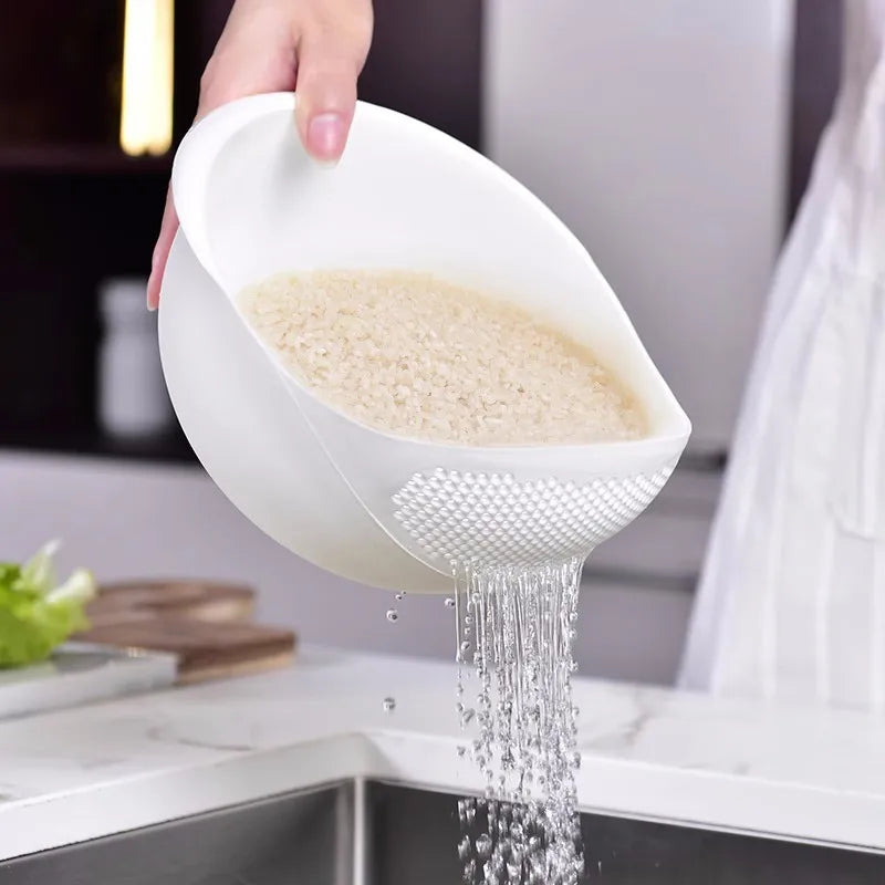 Plastic Rice Sieve Colander with Handles, Kitchen Drain Basket, 4 Colours