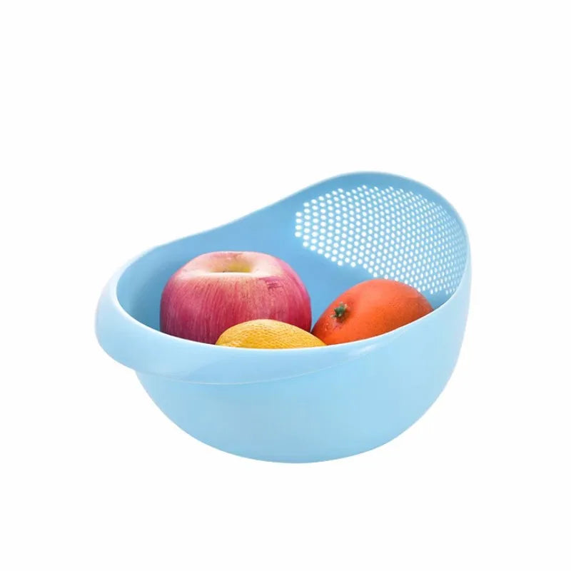 Plastic Rice Sieve Colander with Handles, Kitchen Drain Basket, 4 Colours