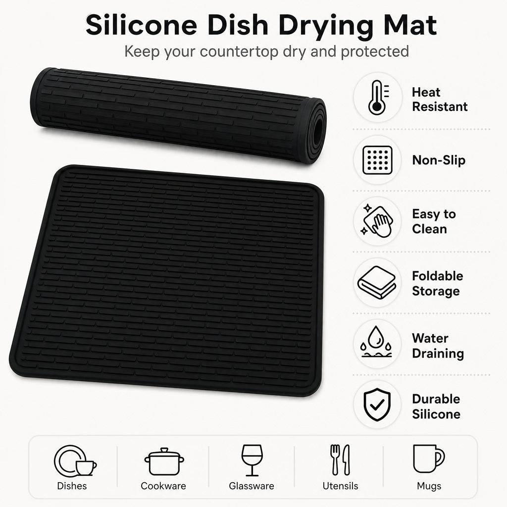 Silicone Stove Top Cover and Dish Drying Mat, 70x50cm, 3mm