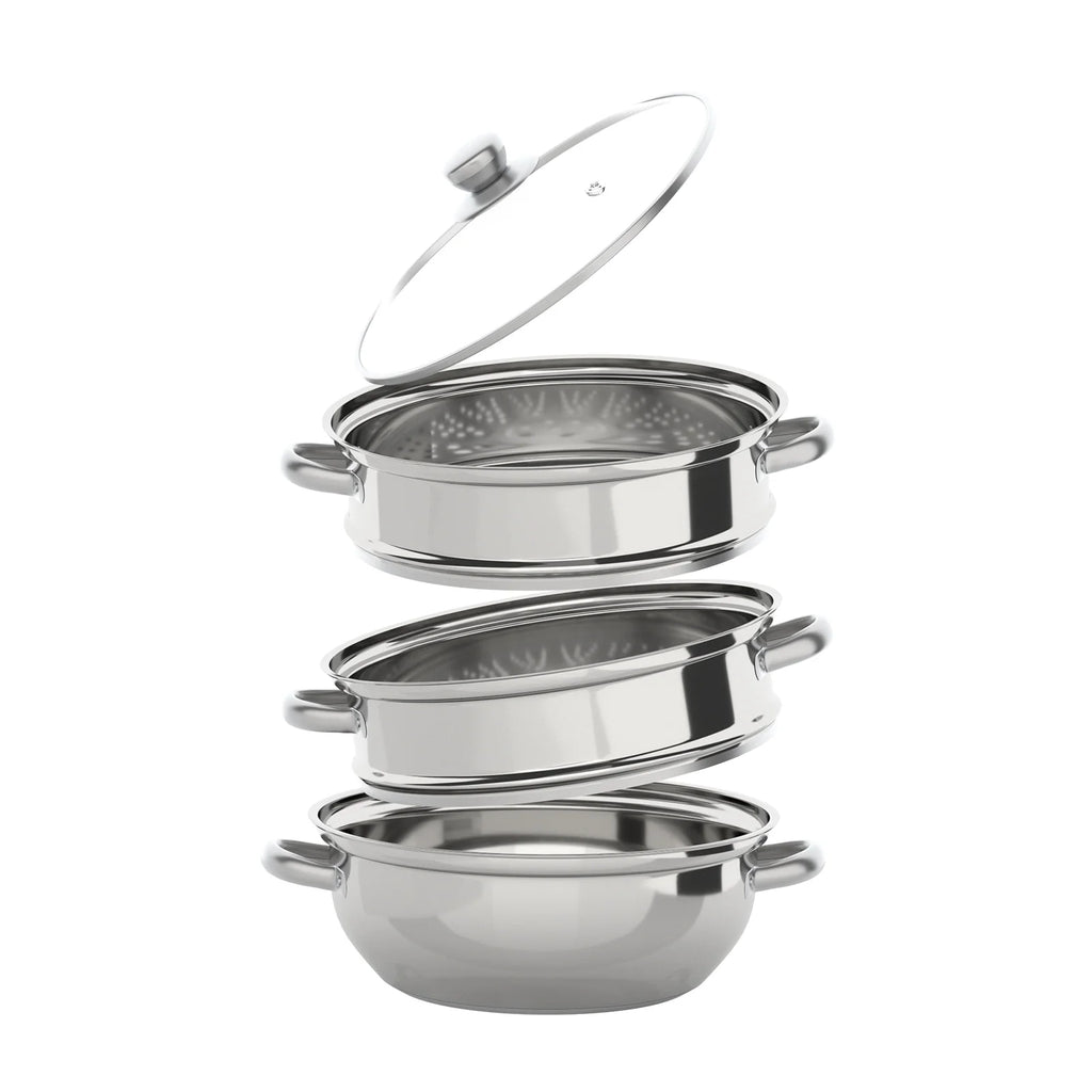 11 Inch 3-Tier Stainless Steel Food Steamer Pot with Lid