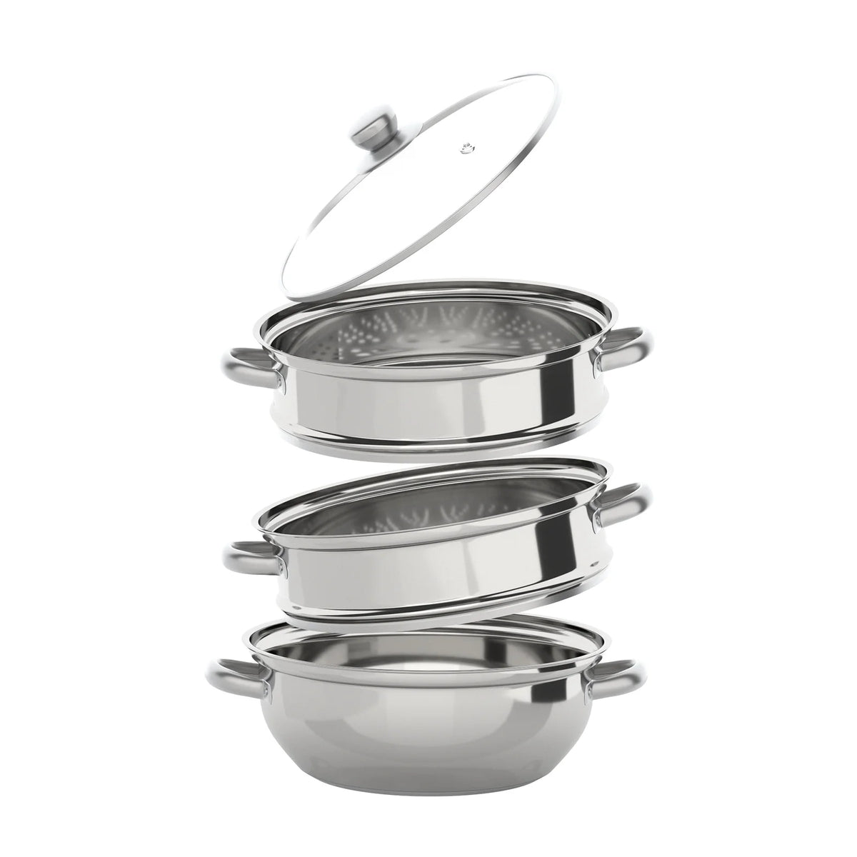 11 Inch 3-Tier Stainless Steel Food Steamer Pot with Lid