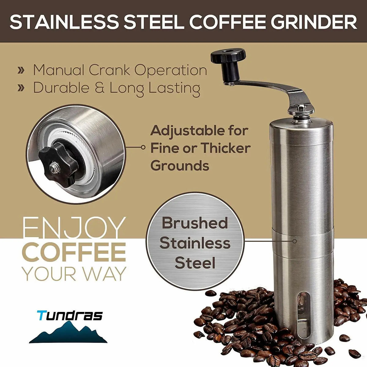 Manual Coffee Grinder with Ceramic Burr and Hand Crank