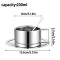 Korean Style Niche Coffee Cup and Saucer Set Retro Stainless Steel Coffee Cup Small Exquisite Posing Vlog Afternoon Tea Cup