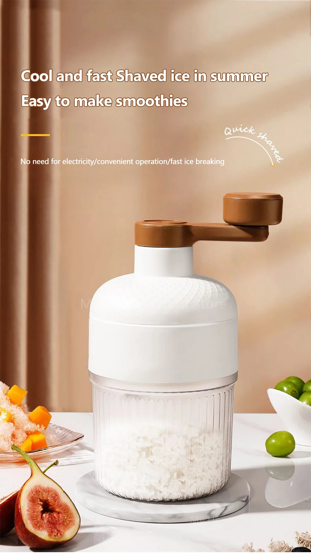 Shaved Ice Machine Mini Ice Crusher Hand Operated Shaved Ice Milkshake Maker Household Portable Small Hail Machine Kitchen Tool