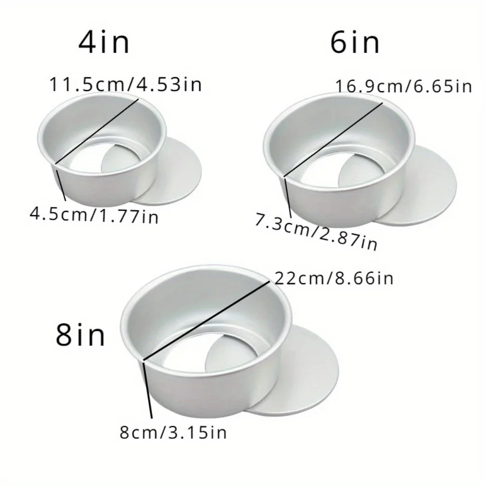 Layered Round Cake Molds with Removable Base, 4, 6 or 8 Inch