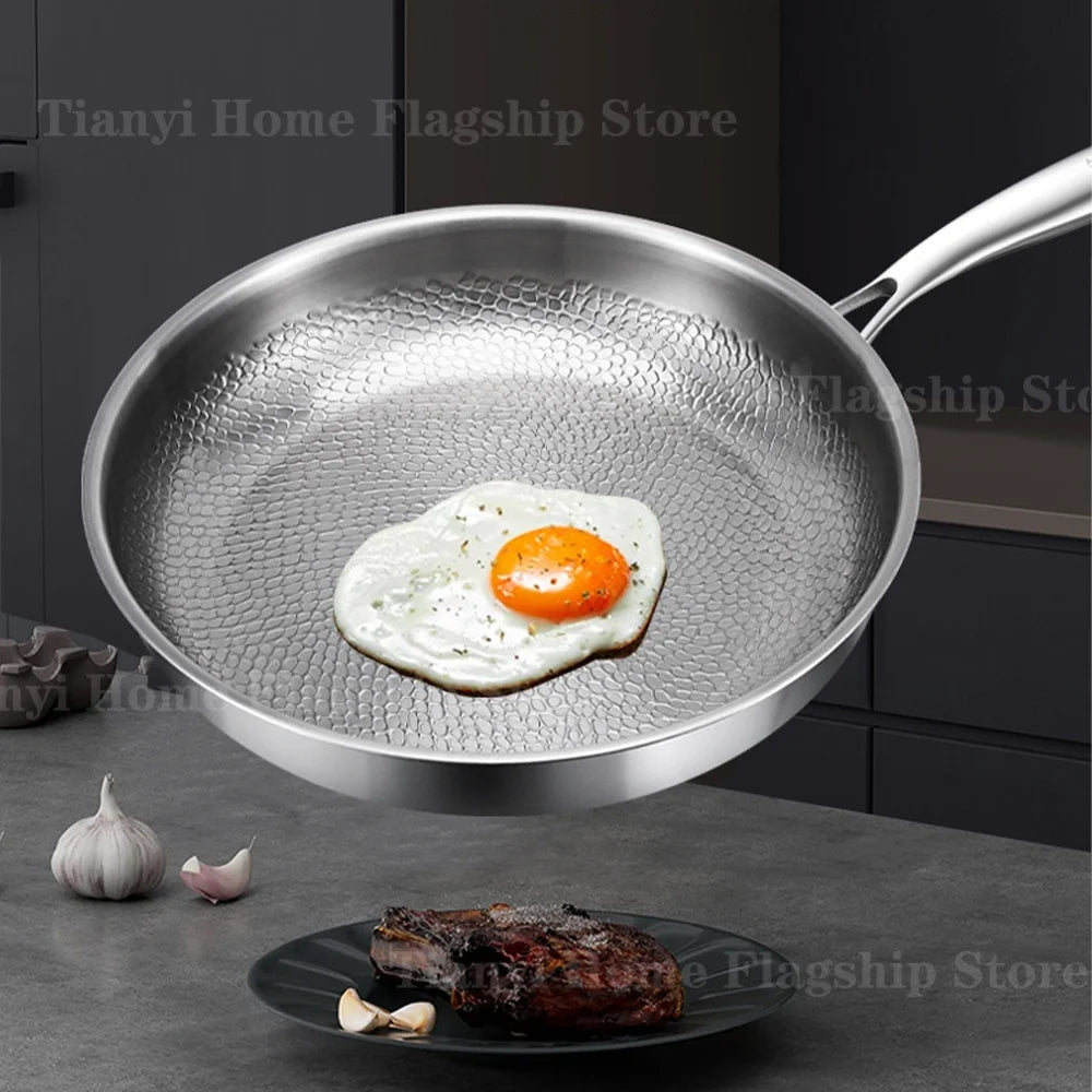 Titanium-Coated Stainless Steel Frying Pan, 22 to 30cm, Gas and Induction