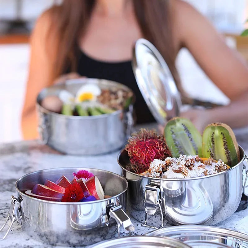 304 Stainless Steel Leak-Proof Lunch Box, Bento Box for Picnic and Work, 350 ml to 3000 ml