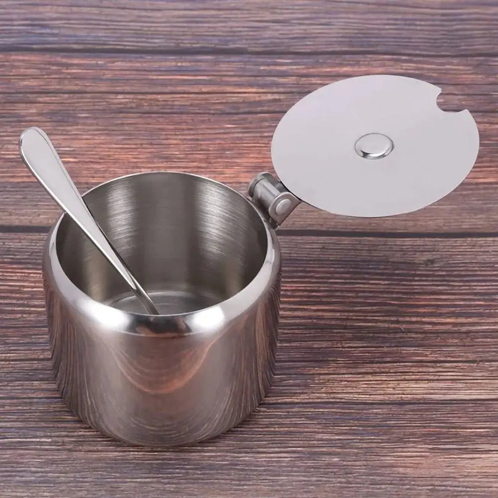 1Pcs Mini Sugar Container with Lid Spoon Sauce Cans Sugar Jam Salt Pot Seasoning Pot Spice Storage Jar Kitchen Supplies