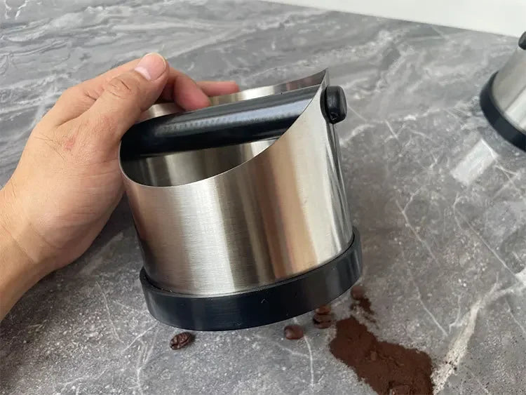 Stainless Steel Coffee Knock Box with Non-Slip Rubber Ring