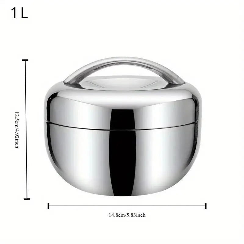 Insulated Stainless Steel Apple Lunch Box with Partition and Lid, 0.8, 1 or 1.3 L