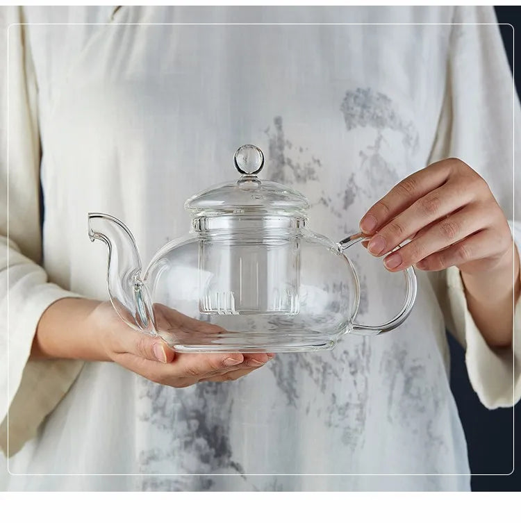 400ml/1000ml Heat-resistant Glass Tea Pot Flower Kettle Kung Fu Teawear Set Tea Strainer Infuser Puer Oolong Barley Pot Teaware