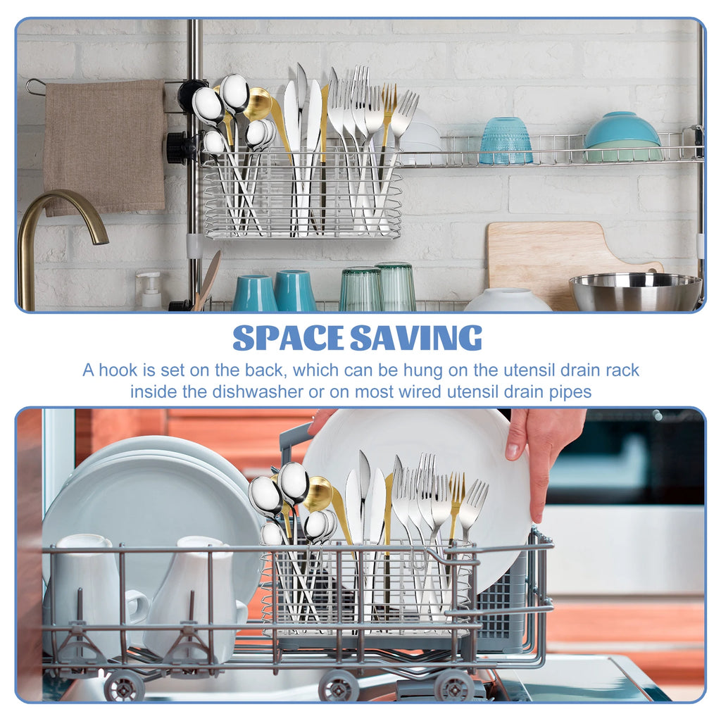 Stainless Steel Utensil Storage Rack, Hanging Cutlery and Chopstick Holder, 2, 3 or 4 Grid