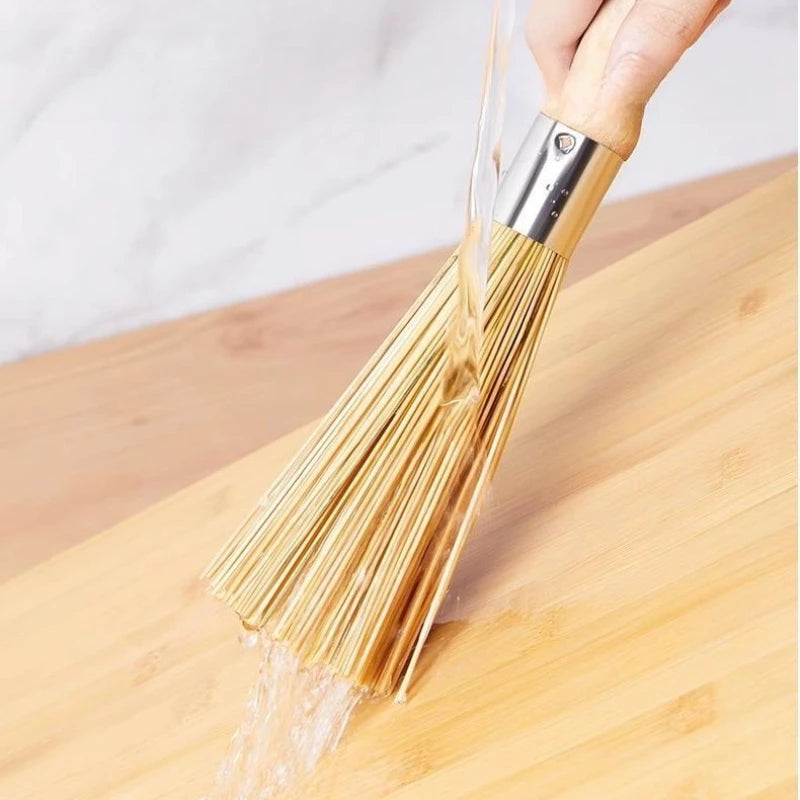 1Pc Bamboo Dish Brush Oil-Resistant, Stain-Removing Pot Scrubber Handcrafted Wooden Handle Kitchen Cleaning