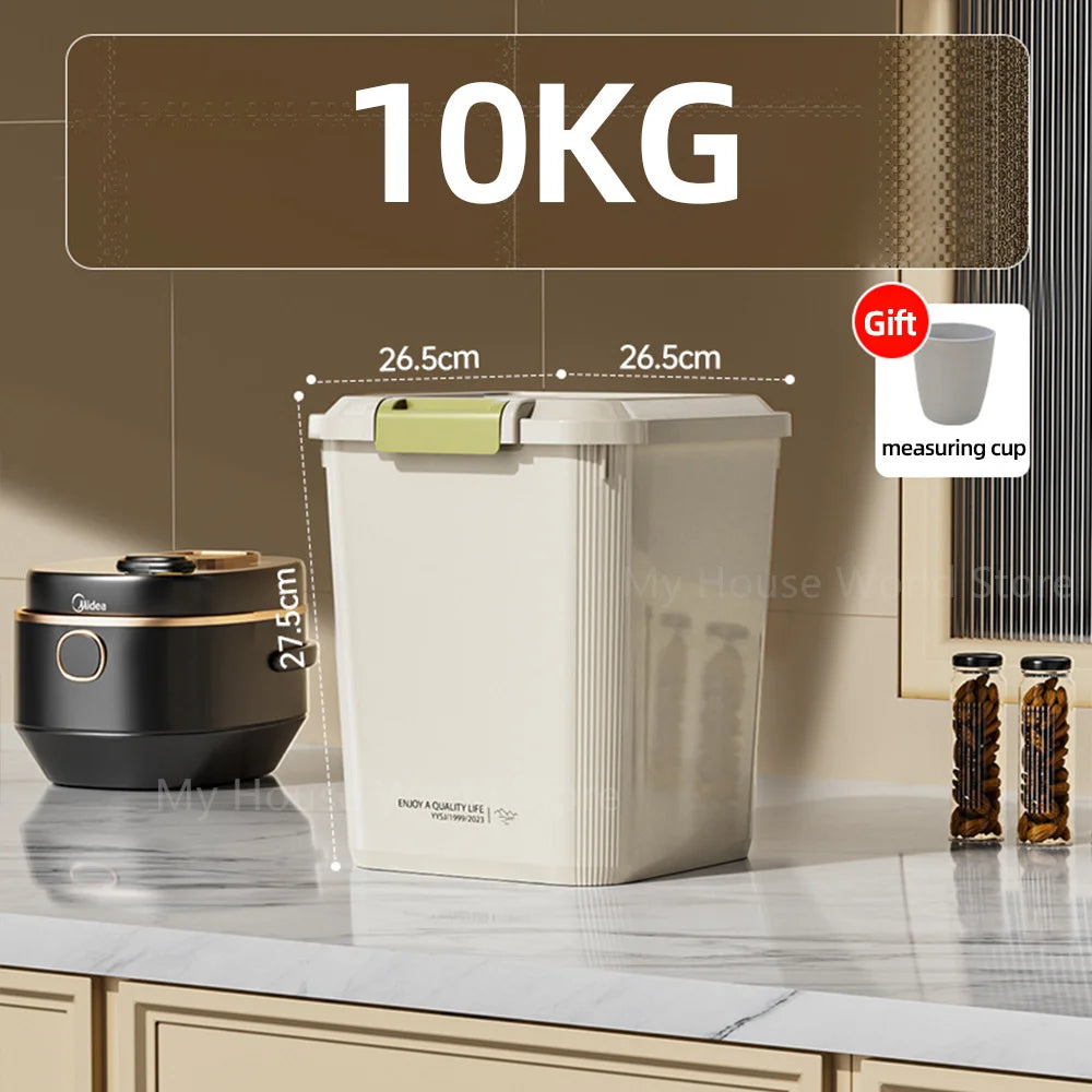 Airtight Rice Storage Container with Measuring Cup, 5kg or 10kg