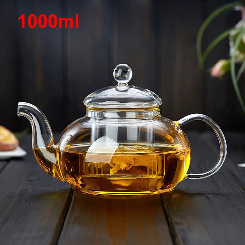 400ml/1000ml Heat-resistant Glass Tea Pot Flower Kettle Kung Fu Teawear Set Tea Strainer Infuser Puer Oolong Barley Pot Teaware