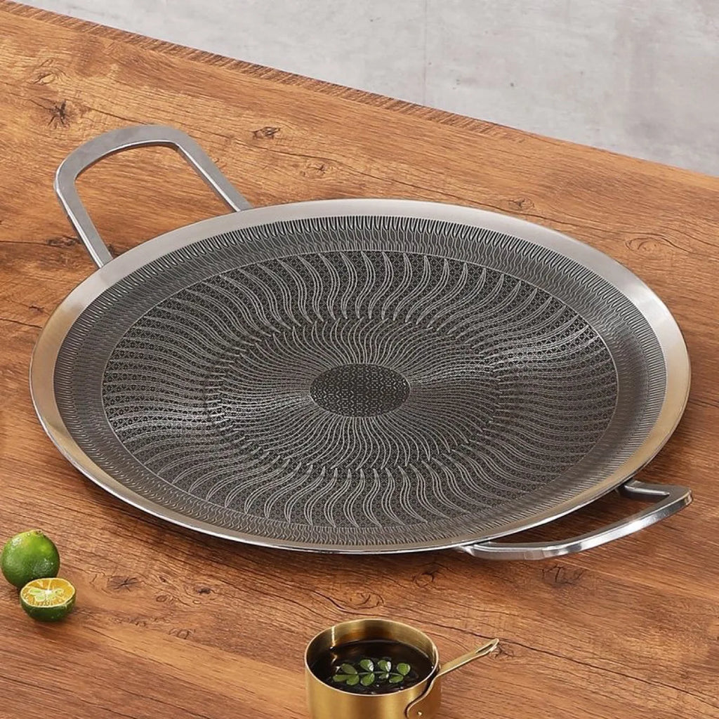Stainless Steel BBQ Grill Pan for Camping & Home, Compatible with Induction, Gas