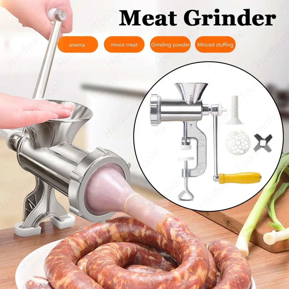 Manual Meat Grinder, Hand Crank Mincer and Sausage Stuffer with Table Clamp