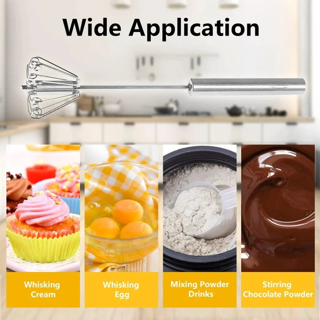 Semi-Automatic Stainless Steel Hand Whisk, Push Action