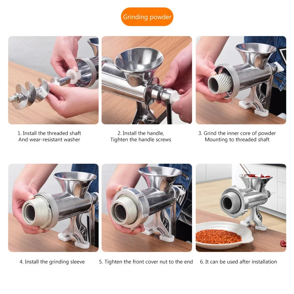Manual Meat Grinder, Hand Crank Mincer and Sausage Stuffer with Table Clamp