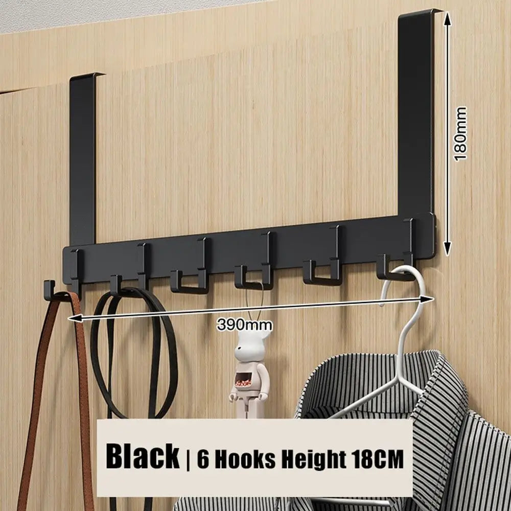Over-the-Door Hook Rack, 6 Hooks for Coats, Hats and Towels