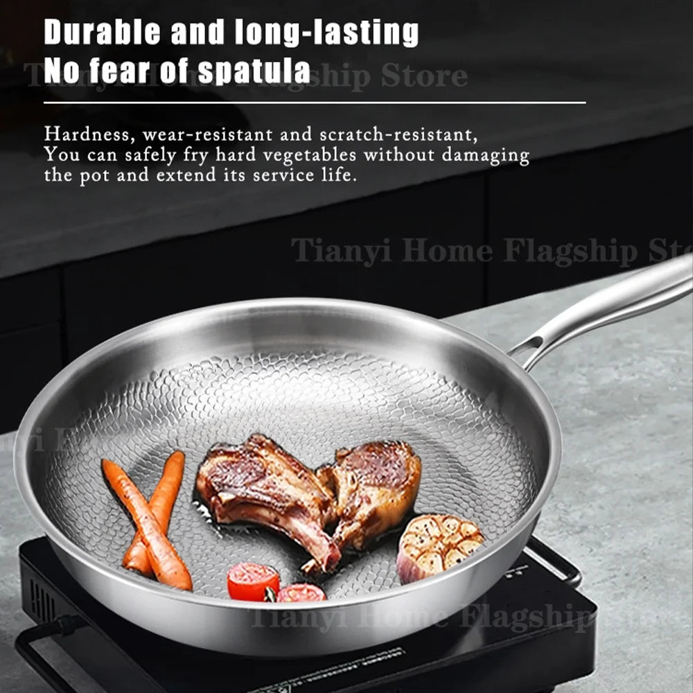 Titanium-Coated Stainless Steel Frying Pan, 22 to 30cm, Gas and Induction