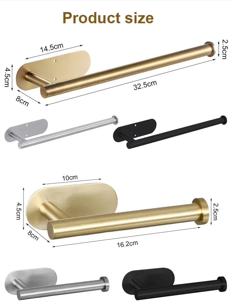 Adhesive Stainless Steel Kitchen Roll and Toilet Paper Holder