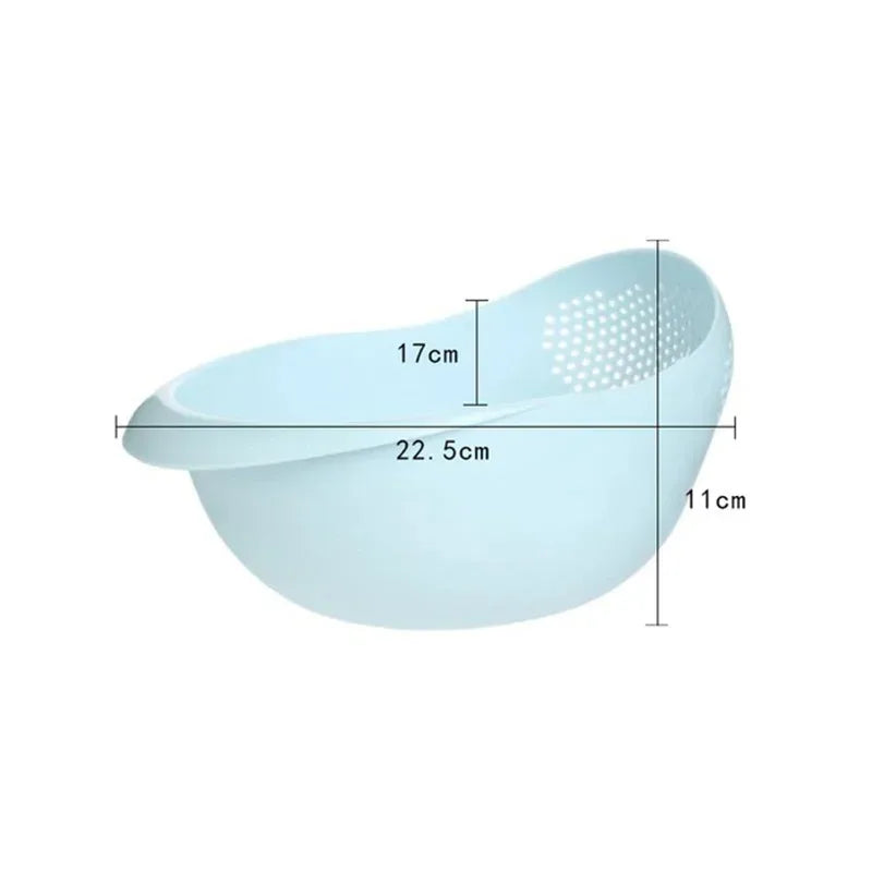 Plastic Rice Sieve Colander with Handles, Kitchen Drain Basket, 4 Colours