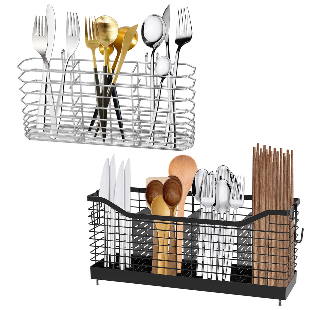 Stainless Steel Utensil Storage Rack, Hanging Cutlery and Chopstick Holder, 2, 3 or 4 Grid