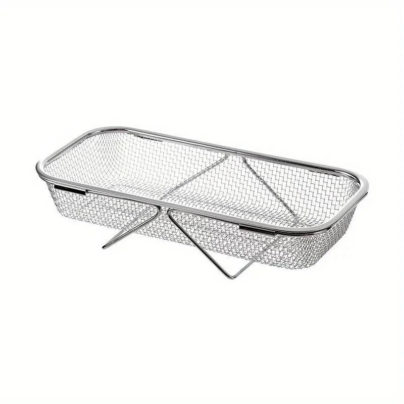Stainless Steel Over Sink Colander with Telescopic Handle, 45 cm Mesh Strainer Basket