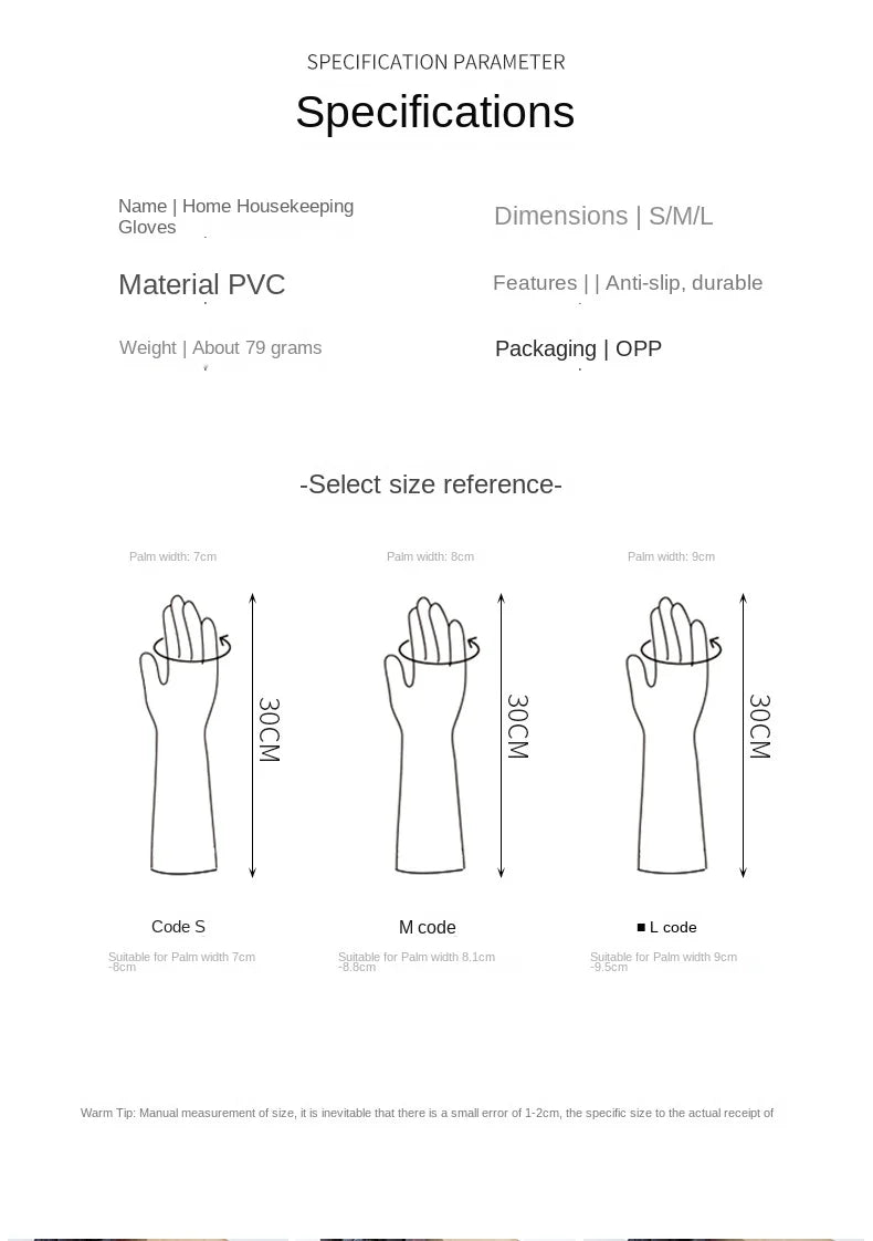 Waterproof Latex Dishwashing Gloves, Thin Household Rubber Cleaning Gloves, S, M or L