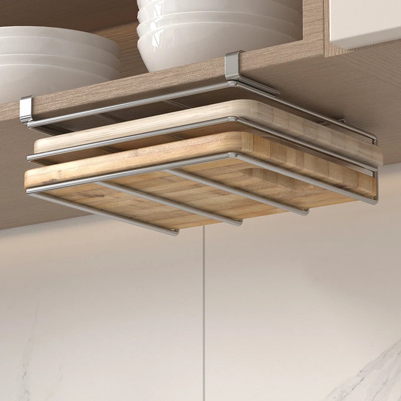 Under-Cabinet Chopping Board and Pot Lid Rack