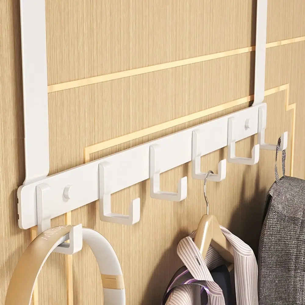 Over-the-Door Hook Rack, 6 Hooks for Coats, Hats and Towels