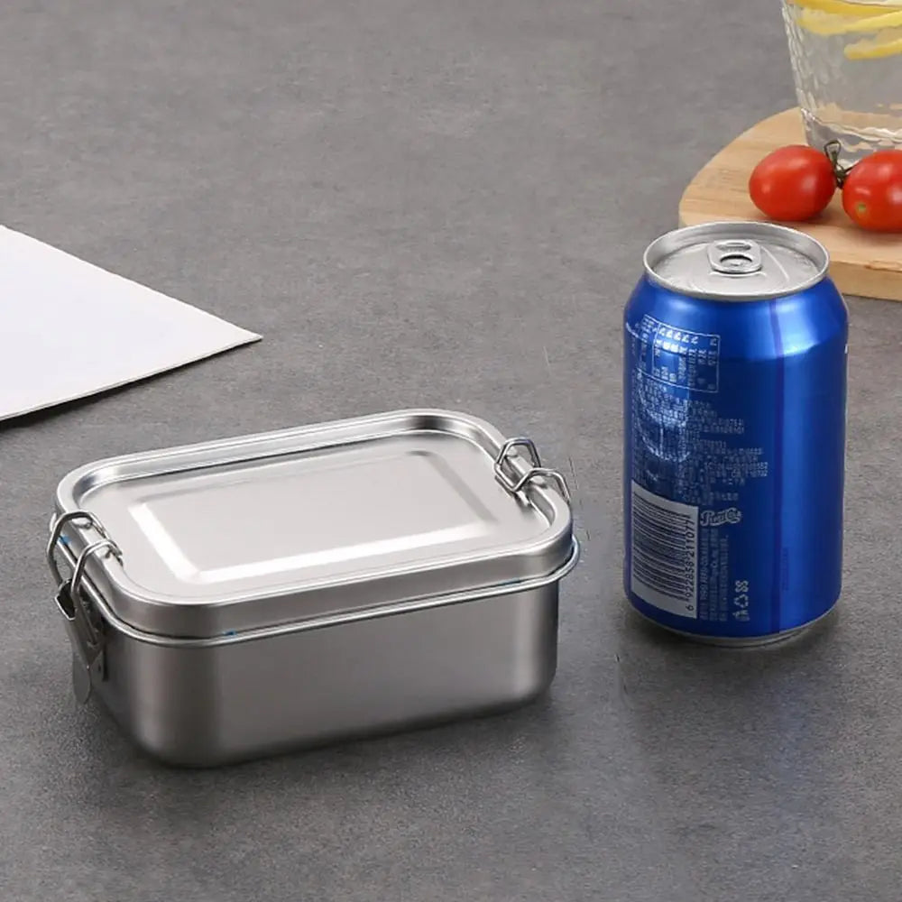 Stainless Steel Square Bento Box with Lid, Leak-Proof Lunch Container, 550 to 2400 ml
