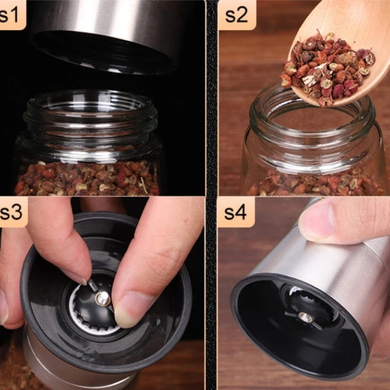 Manual Salt and Pepper Grinder with Glass Body, 180 or 200ml