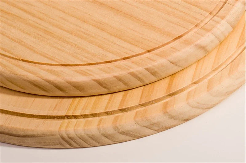 6 to 13inch Wooden Round Pizza board with Hand Pizza Baking Tray Stone Cutting Board Platter Pizza Stone Cake Bakeware