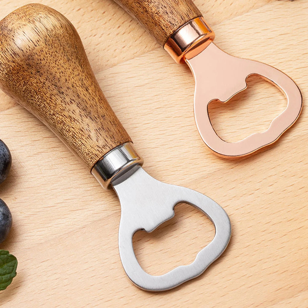 Acacia Wood Handle Bottle Opener, Stainless Steel