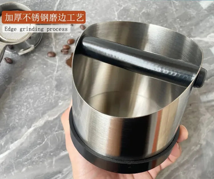 Stainless Steel Coffee Knock Box with Non-Slip Rubber Ring