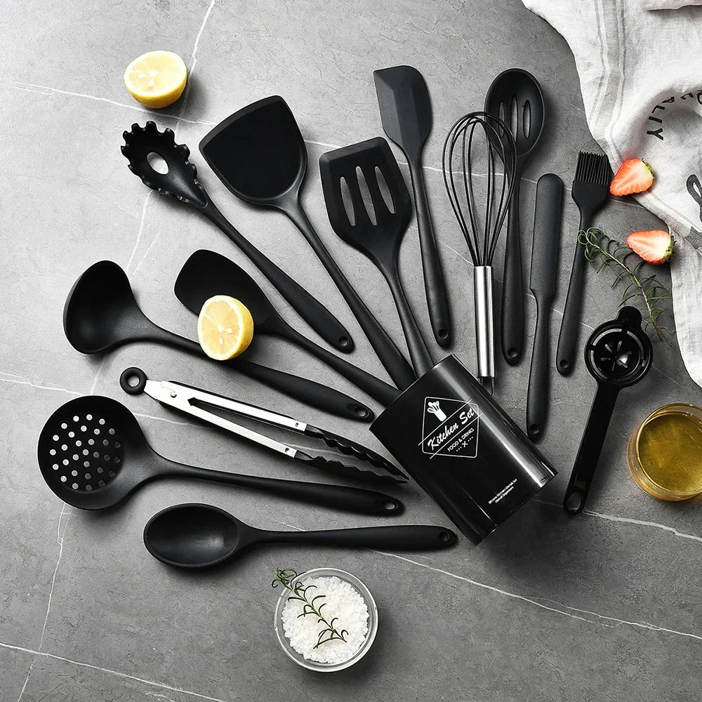 15-Piece Silicone Cooking Utensil Set, Turner, Spatula and Spoons