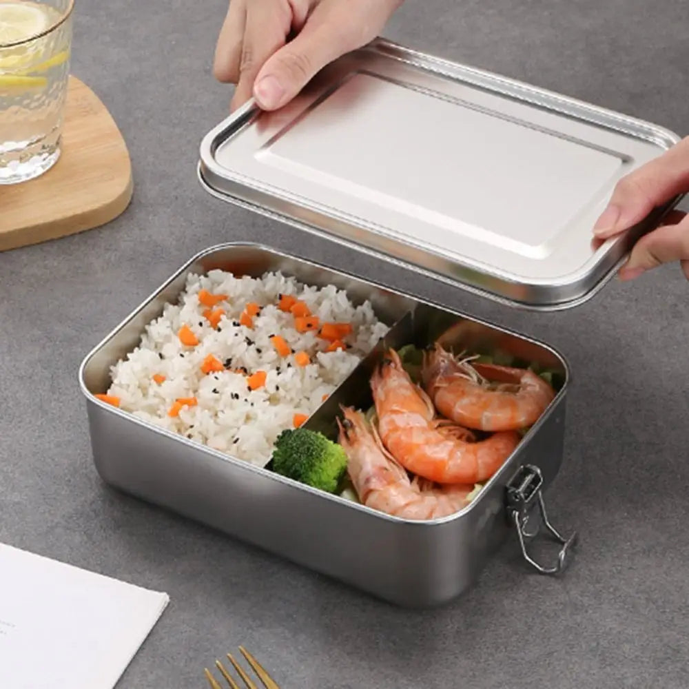 Stainless Steel Square Bento Box with Lid, Leak-Proof Lunch Container, 550 to 2400 ml