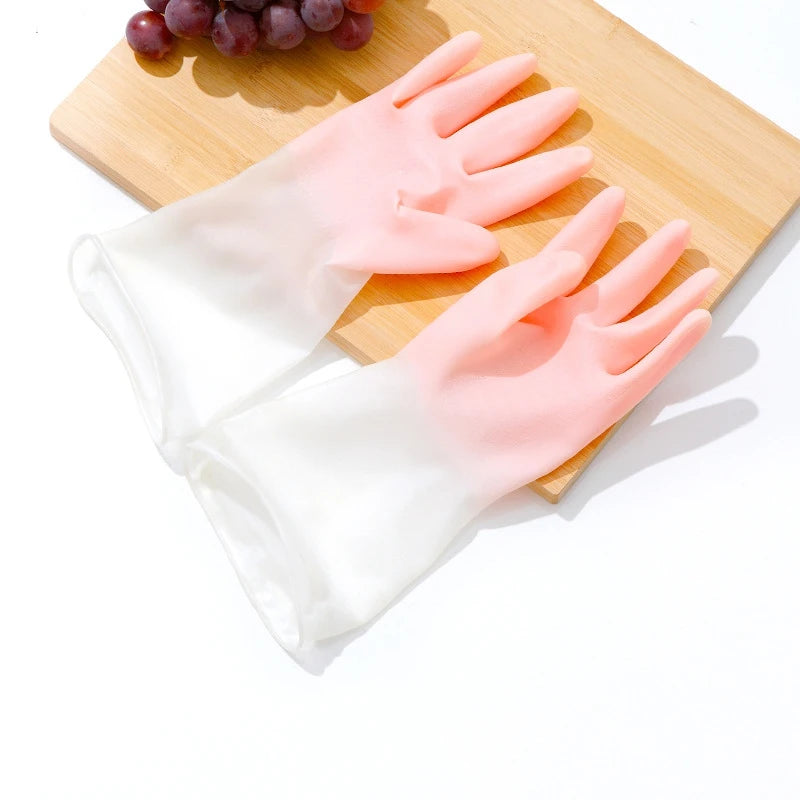 Waterproof Latex Dishwashing Gloves, Thin Household Rubber Cleaning Gloves, S, M or L